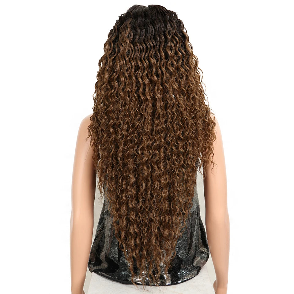 Magic Synthetic Lace Wig Wave Wigs Omber Blonde Wig High Temperature Fiber Curly Hair Wigs For Women Cosplay Lace Front Wig