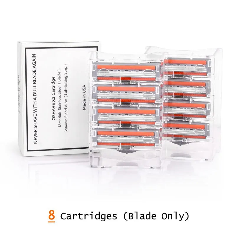 QShave Orange Series 3 Layer Razor Blade Refill Men Manual Shaving X3 Blade 4 Cartridges can choose IT 8 and 16 Cartridges