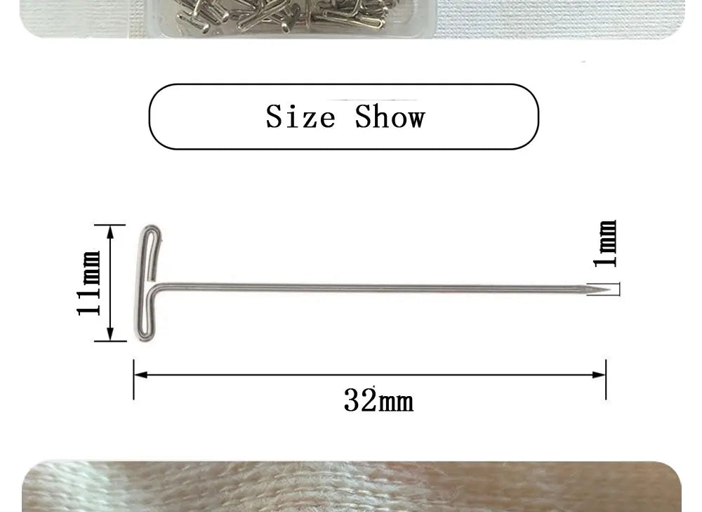 50 Pieces Wig T Pins for Holding Wigs Silver 32mm Long T-pins Styling Tools For Wig Display OLD STREET