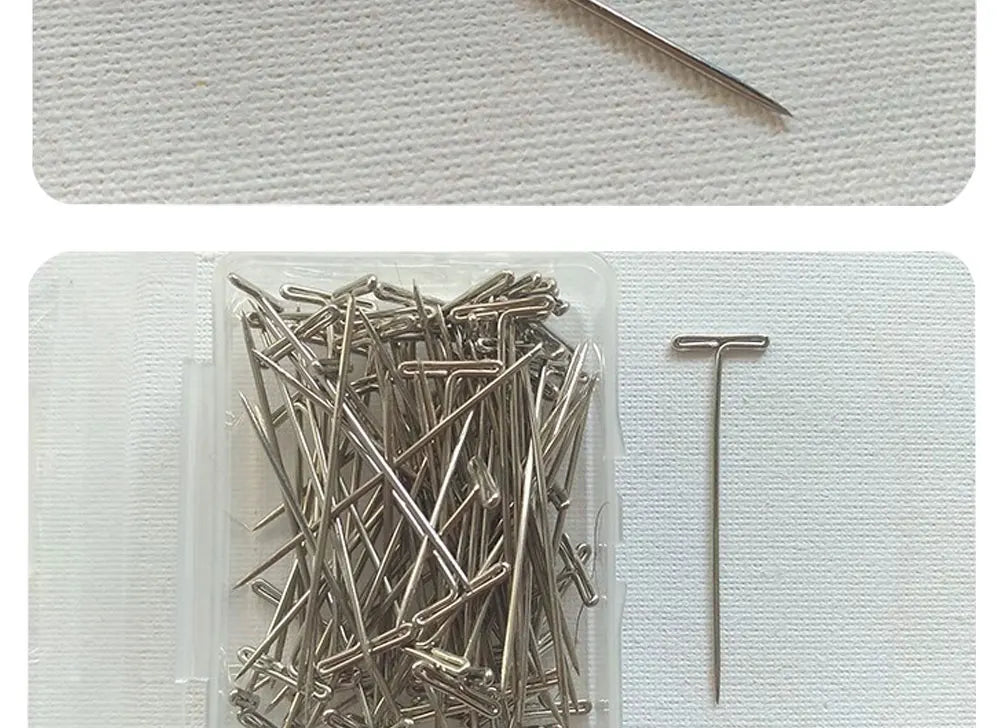 50 Pieces Wig T Pins for Holding Wigs Silver 32mm Long T-pins Styling Tools For Wig Display OLD STREET