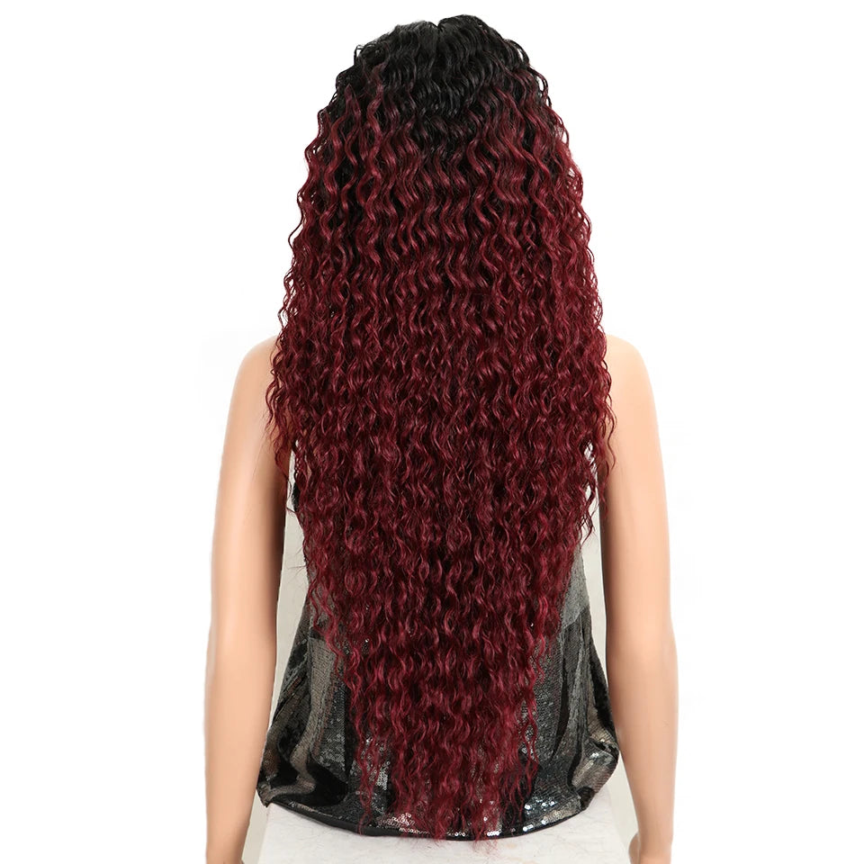 Magic Synthetic Lace Wig Wave Wigs Omber Blonde Wig High Temperature Fiber Curly Hair Wigs For Women Cosplay Lace Front Wig