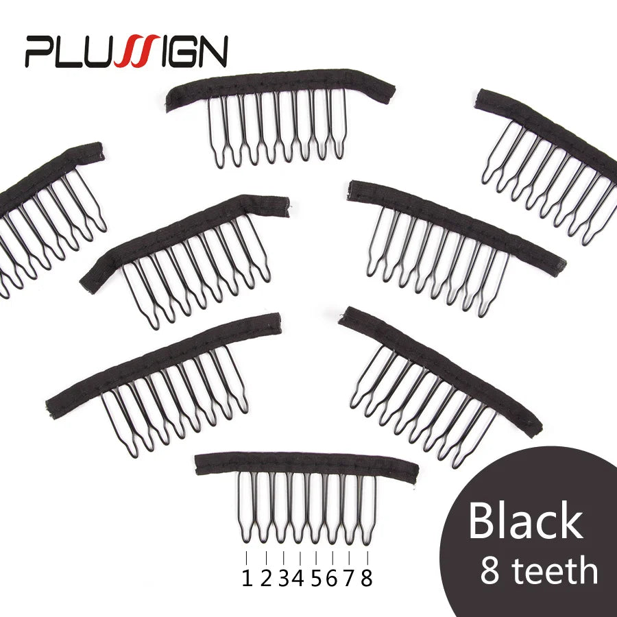 Stainless Steel Wig Combs For Wig Caps 12Pcs/Lot Factory Supply Wig Clips For Hair Extensions Best Clips For Wigs Big 8 Theeth
