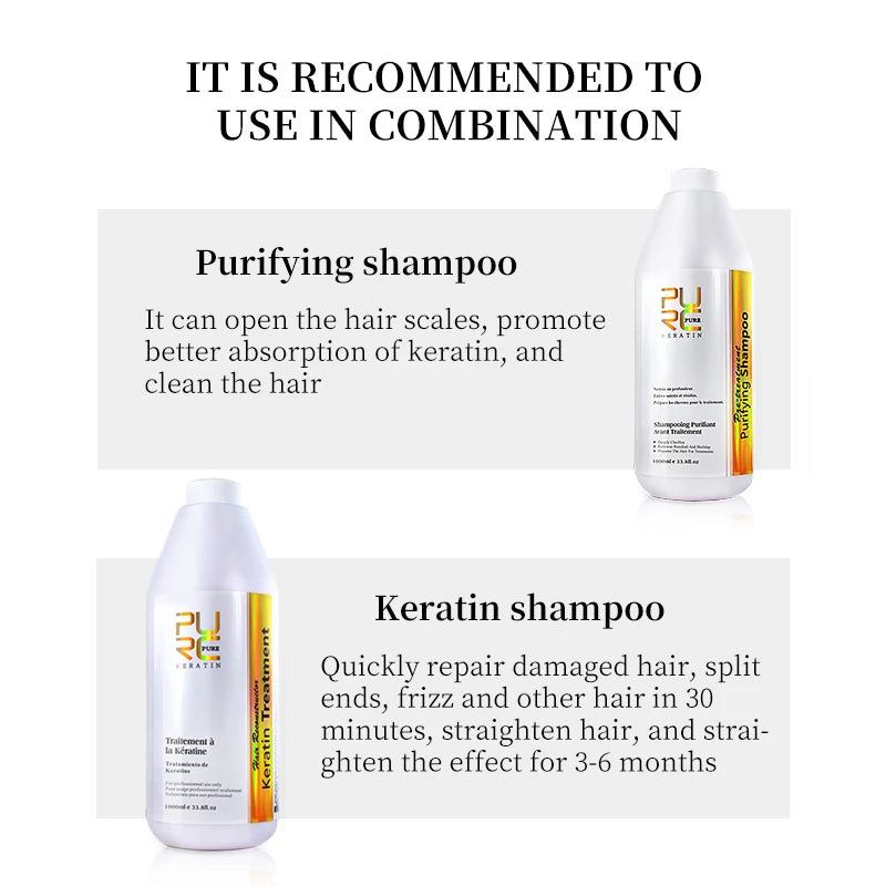 PURC Hair Purifying Shampoo Conditioner Keratin Hair Treatment Straightening Smoothing Professional Hair Care Salon Products