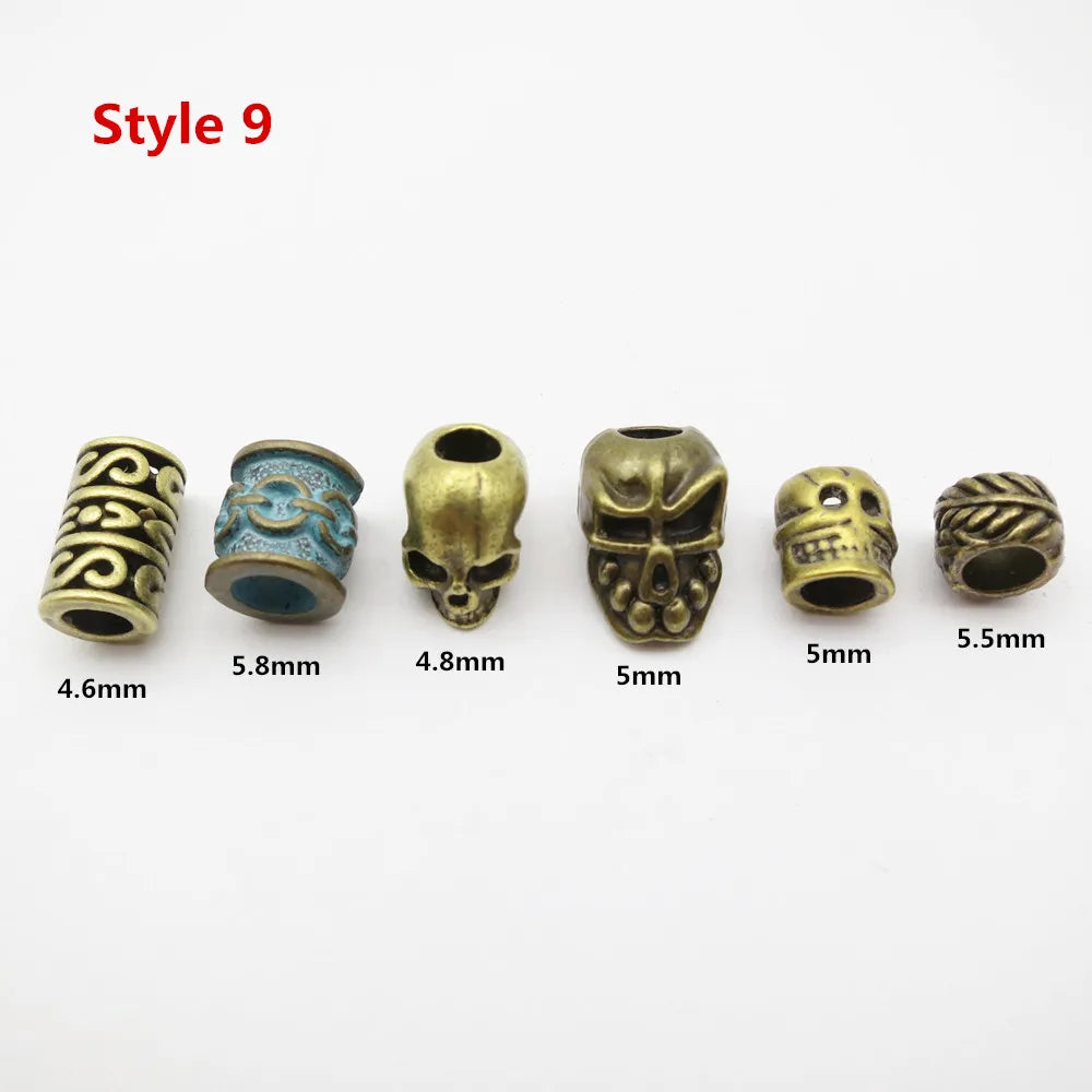 6Pcs/Pack mix Bronze Viking Rune hair braid dread beard dreadlock beads rings tube for hair accessories