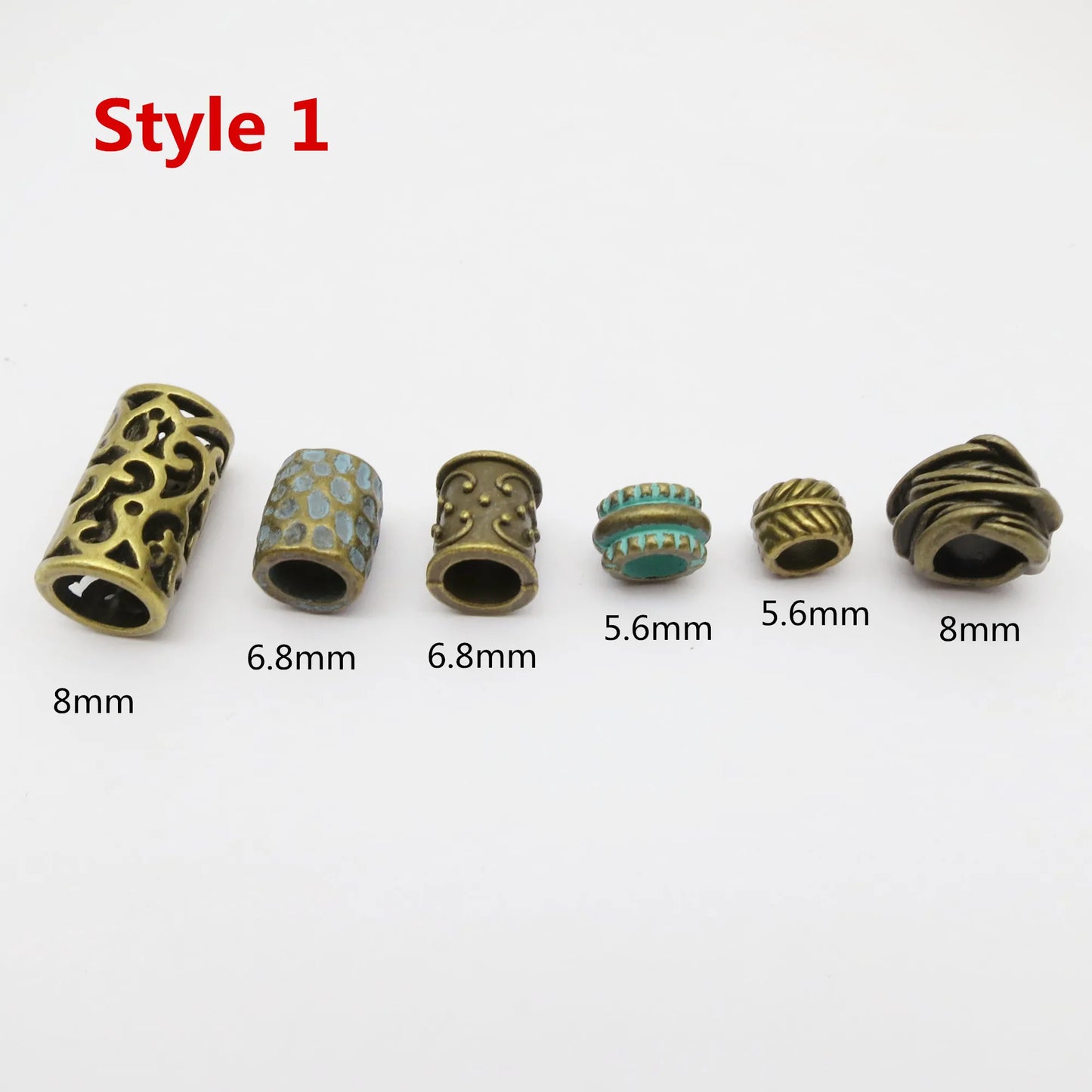 6Pcs/Pack mix Bronze Viking Rune hair braid dread beard dreadlock beads rings tube for hair accessories