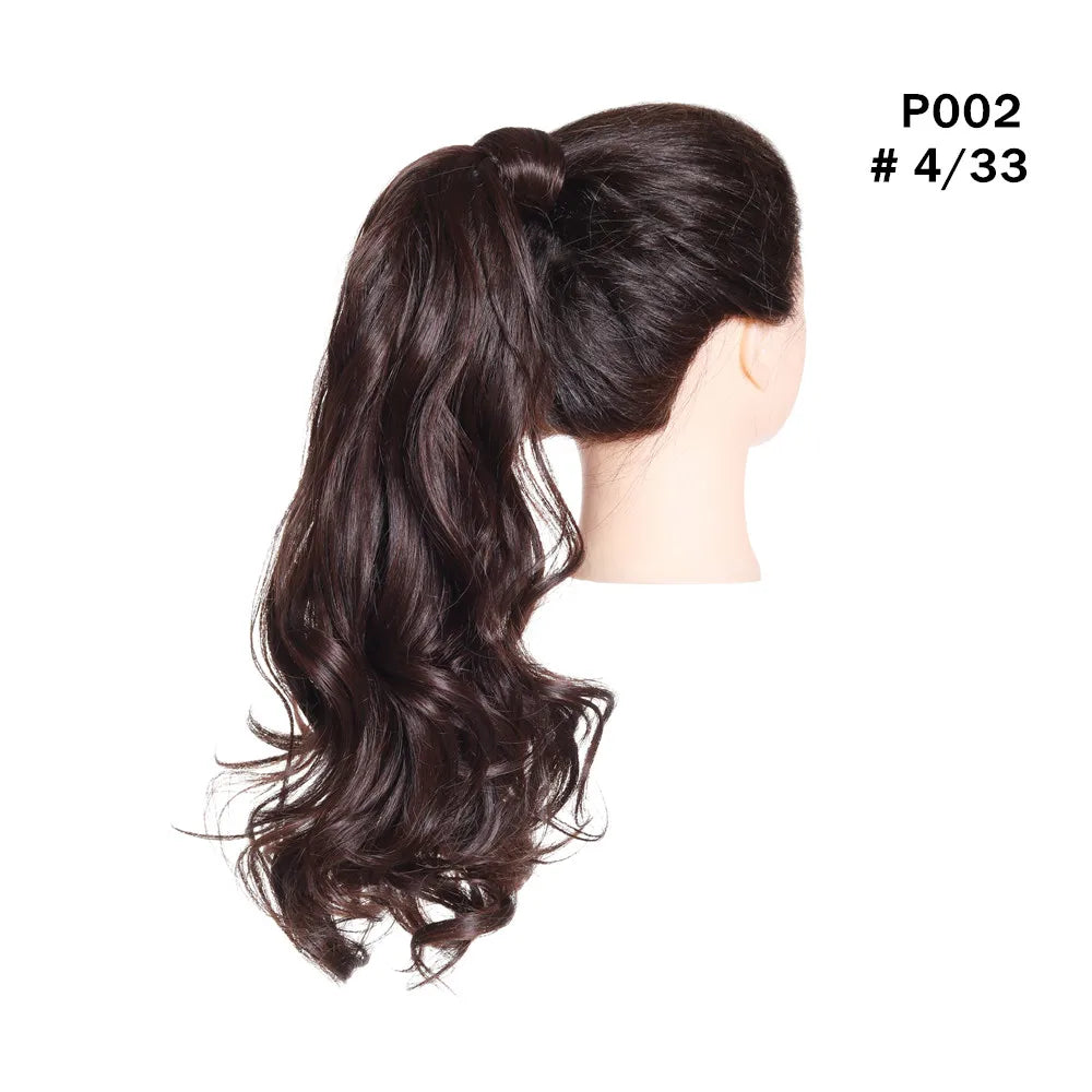 Synthetic Clip in Ponytail Hair Extension Wig Straight Kinky Curly Long Wrap Around Fake Pony Tail Blonde False Afro Hairpiece