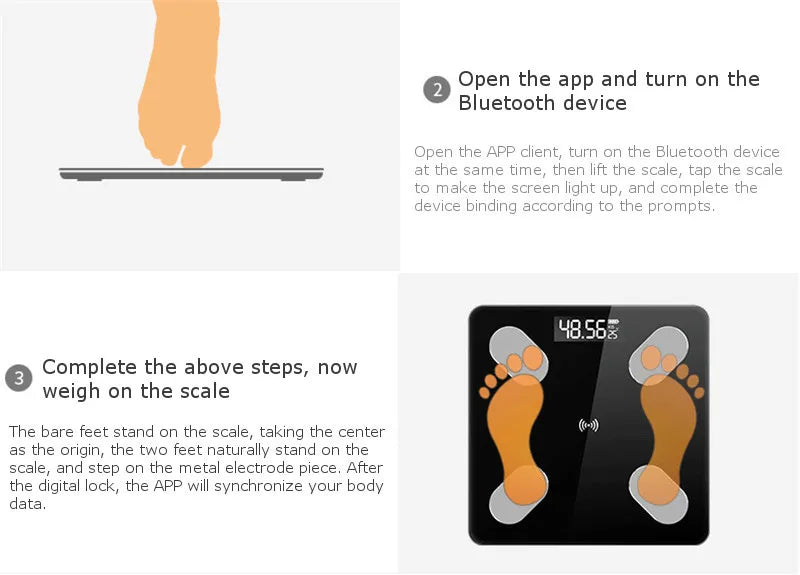 Bluetooth Body Fat Bathroom Scale Led Bathroom Weight Balance Body Composition Analyzer