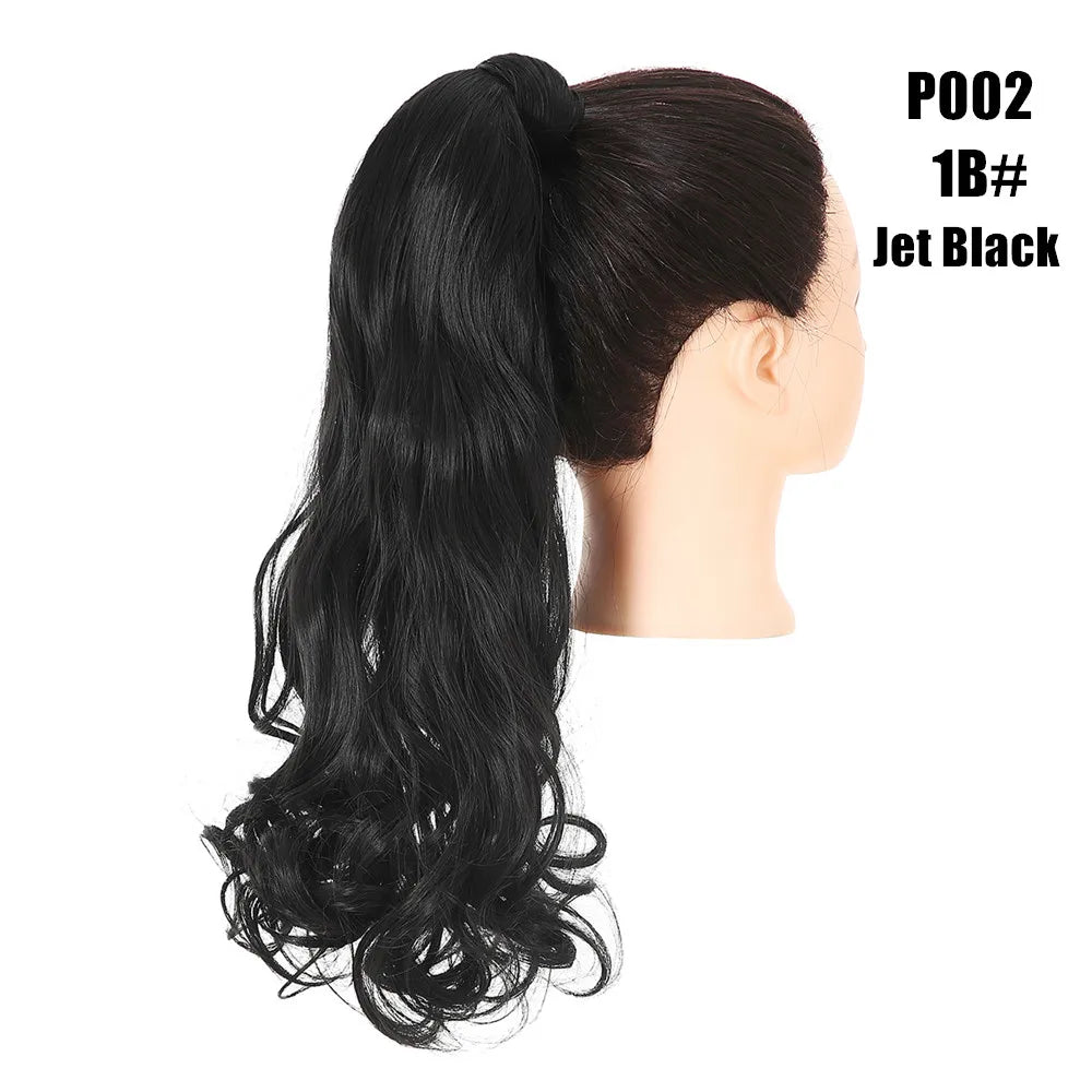 Synthetic Clip in Ponytail Hair Extension Wig Straight Kinky Curly Long Wrap Around Fake Pony Tail Blonde False Afro Hairpiece