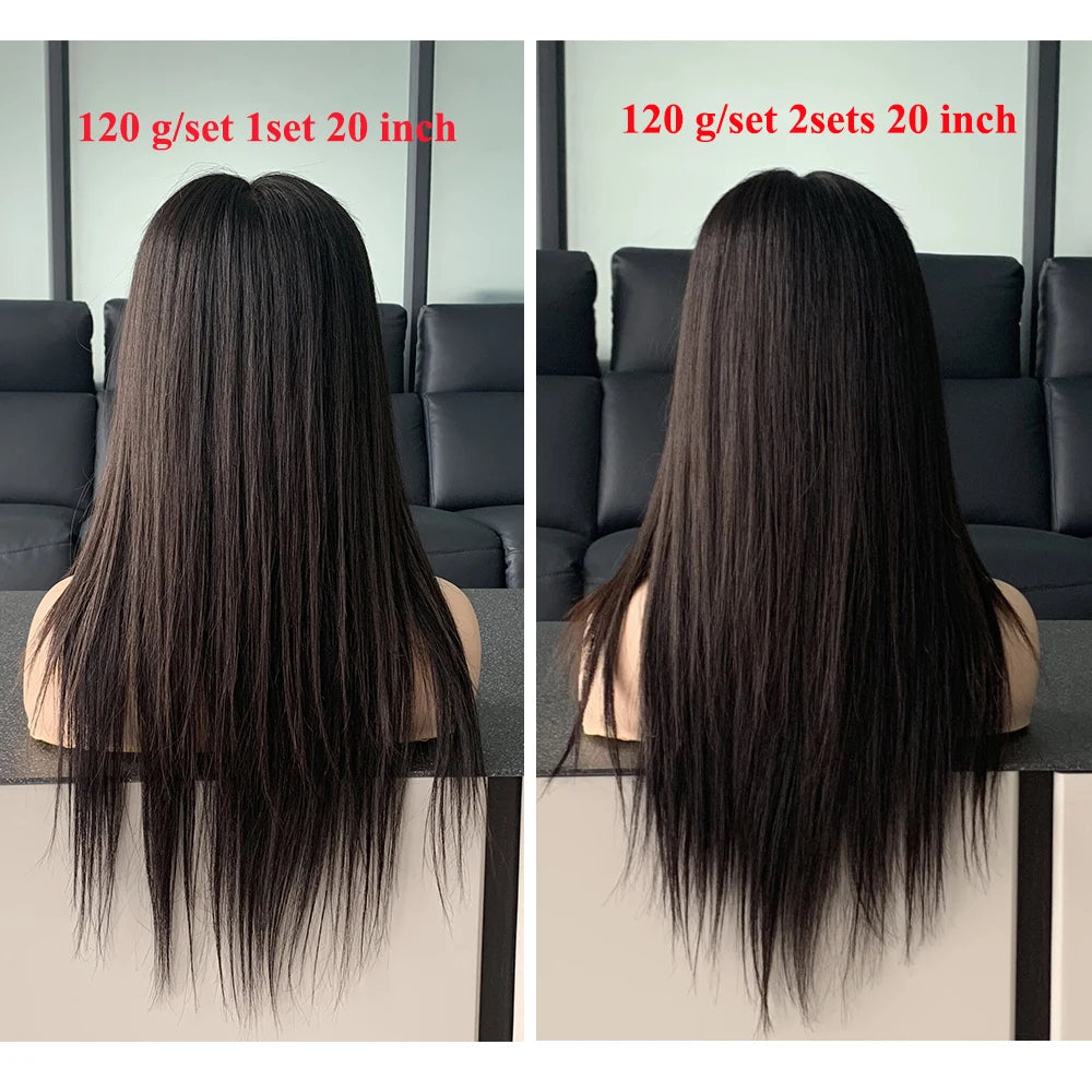 Doreen Full Head Brazilian Machine Remy Clip in Hair Extensions Human Hair 100% Real Natural Hairpiece Clips On 120G 14 To 22