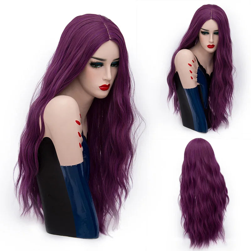 MSIWIGS 70CM Long Pink Wavy Wigs Cosplay Lolita Synthetic Women' s Blonde Wig 29 Colors Heat Resistant Hair