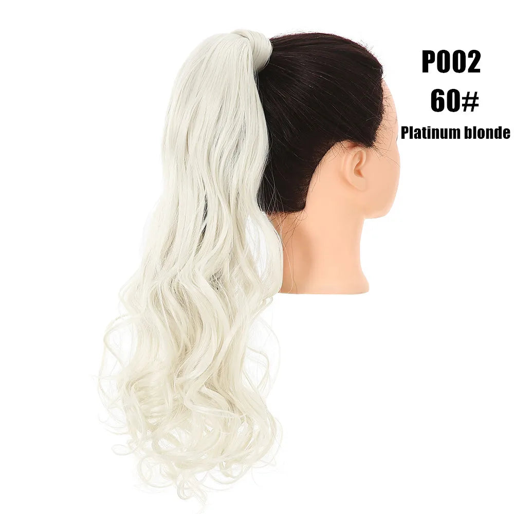 Synthetic Clip in Ponytail Hair Extension Wig Straight Kinky Curly Long Wrap Around Fake Pony Tail Blonde False Afro Hairpiece