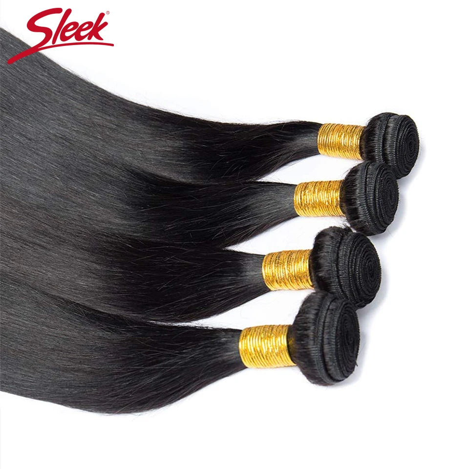 Sleek Brazilian Straight Human Hair Bundles 1/3/4 Pcs Hair Weaving Remy Bundles Human Hair Bone Straight Human Hair Extension