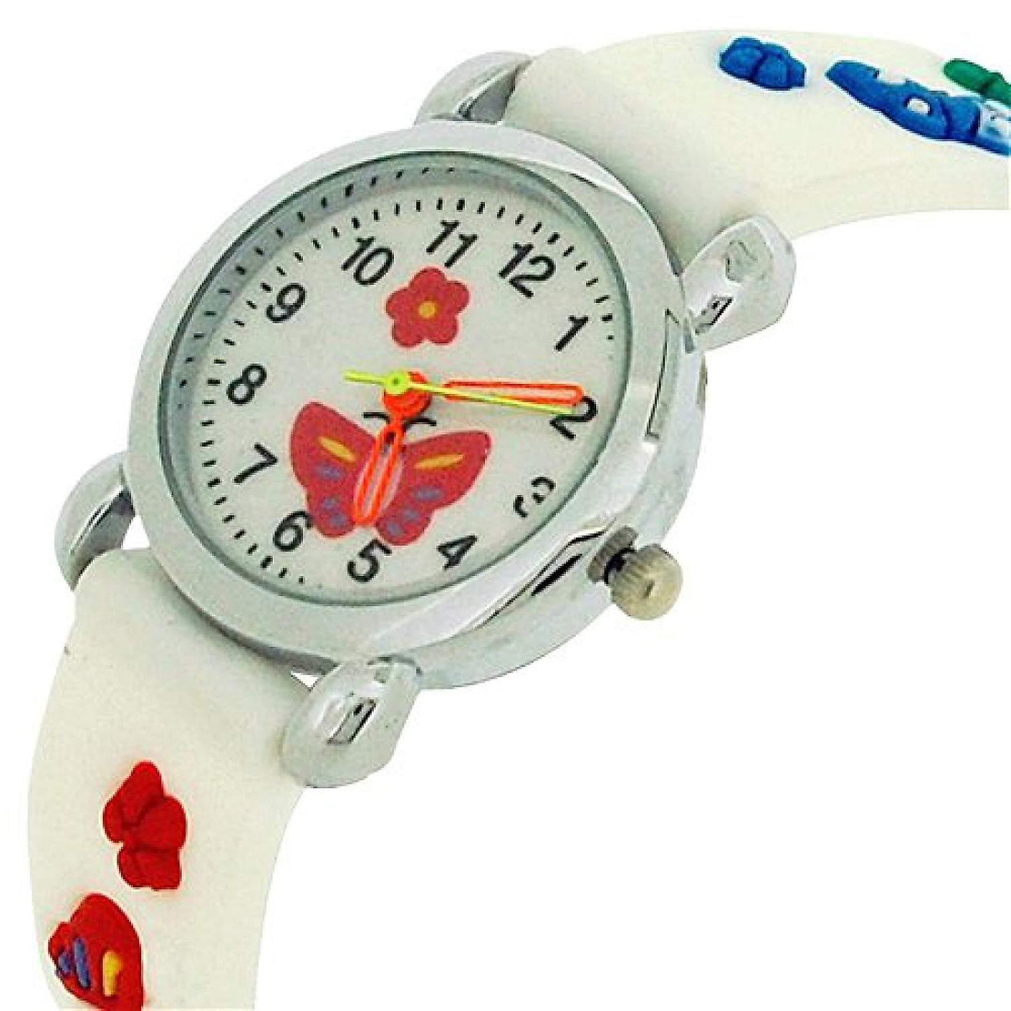 Relda Children's Analogue 3D Multicolor Butterfly White Silicone Strap Girl's Watch REL40