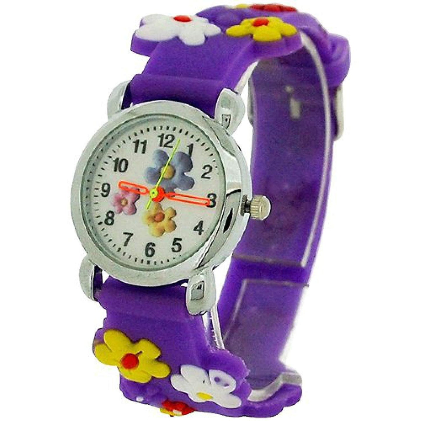 Relda Children's Analogue 3D Colourful Flower Purple Silicone Strap Girl's Watch REL42