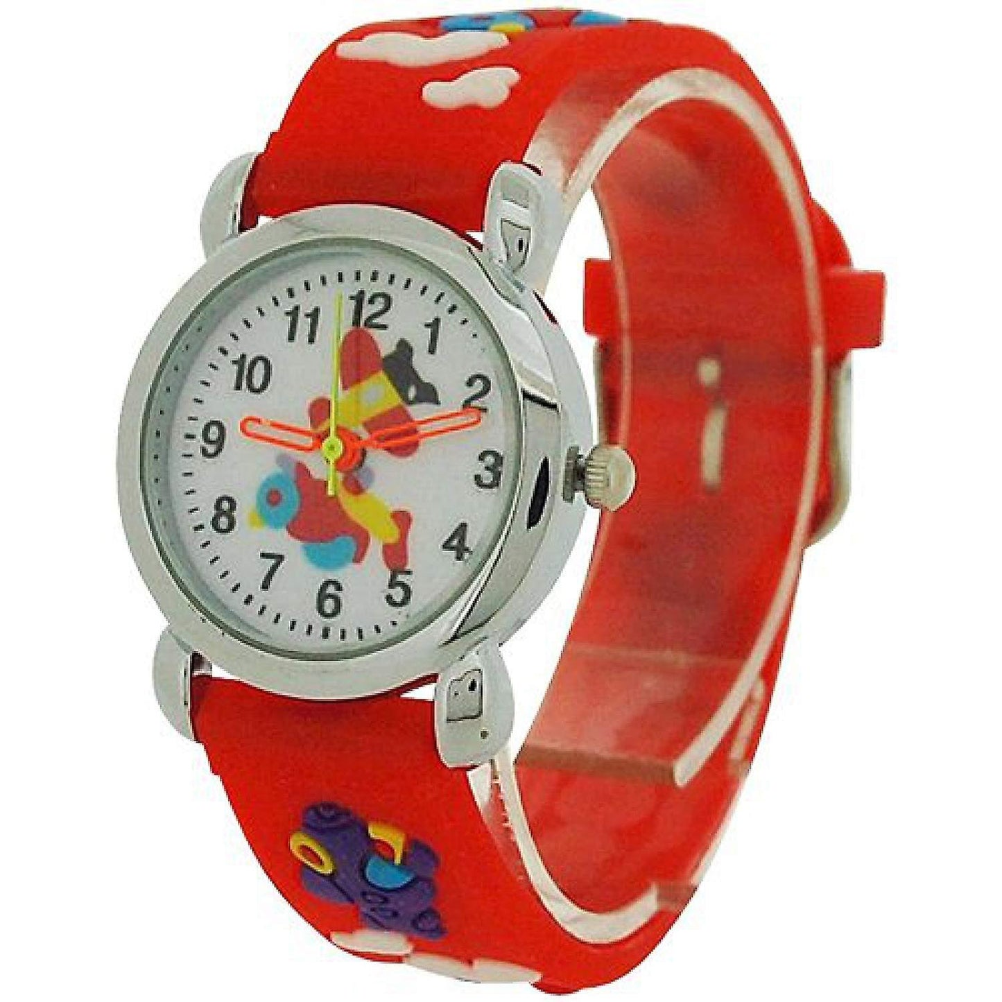 Relda Children's Analogue 3D Flying Aeroplane Red Silicone Strap Boy's Watch REL44