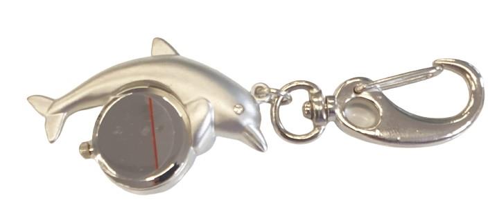 Imperial Key Chain Clock Dolphin Silver IMP708- CLEARANCE NEEDS RE-BATTERY