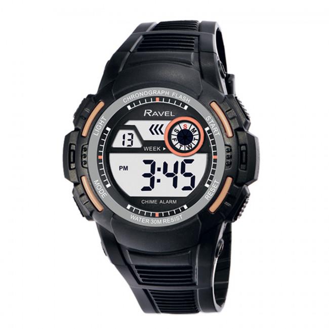 Ravel Mens 3ATM Digital Sports Black/Stone Watch RDG.14.12