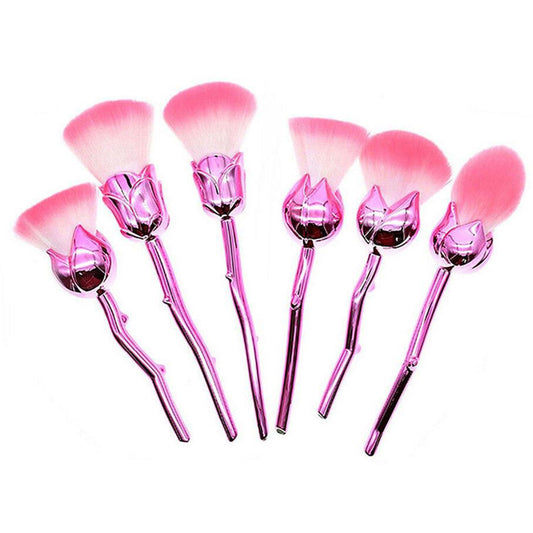 Beauty and the Beast-Inspired Rose Makeup Brushes with Glossy Handles