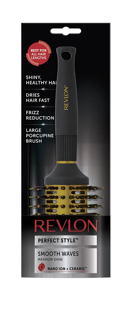 Revlon Ionic Ceramic Smooth Waves Large Round Barrel Blow Dry Hair Brush Nano Anti Bacterial Technology