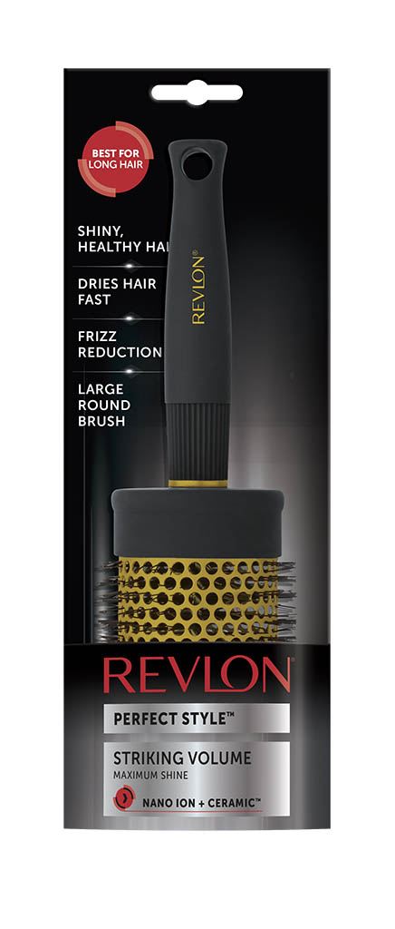 Revlon Ionic Ceramic Striking Volume Large Round Barrel Blow Dry Hair Brush Nano Anti Bacterial Technology