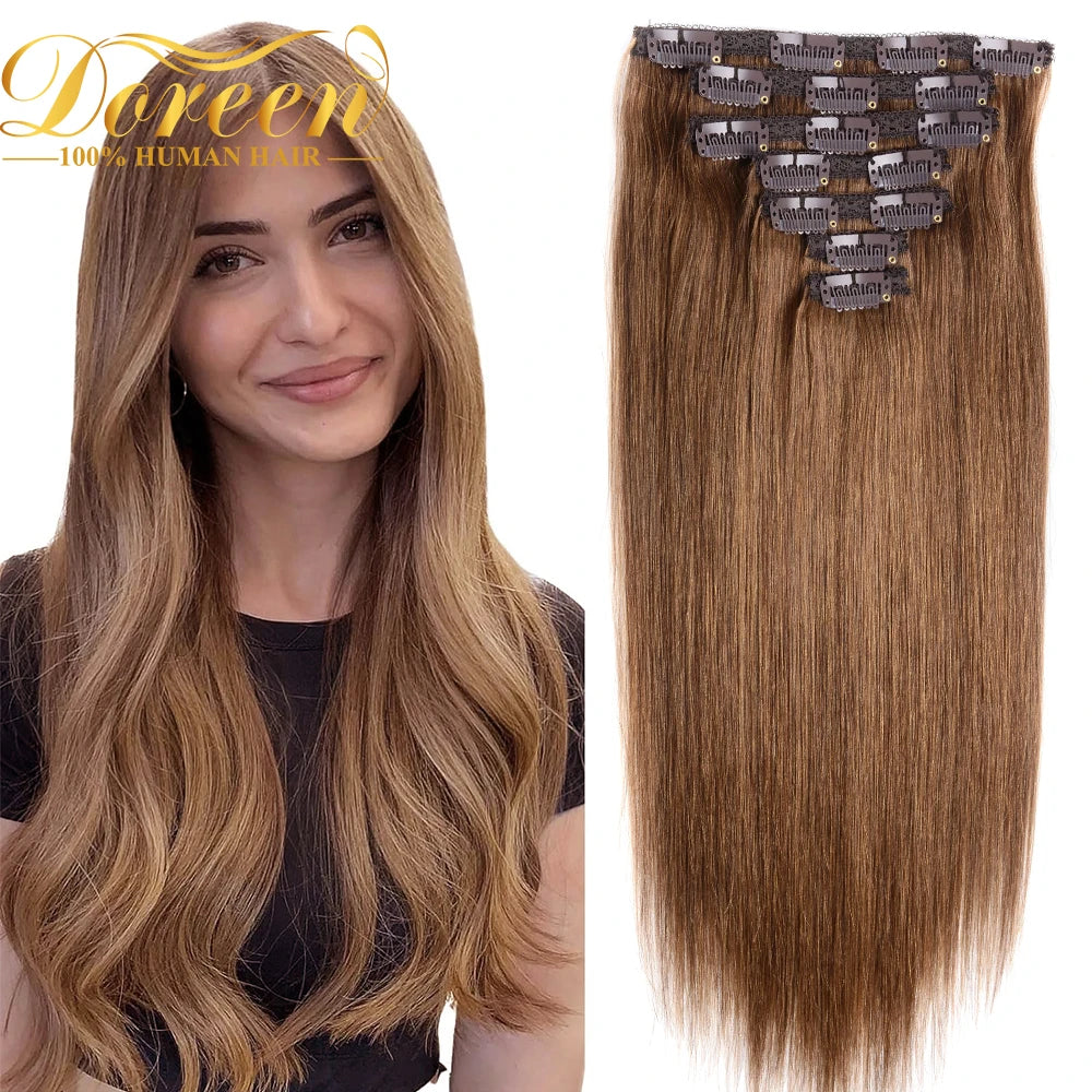 Doreen 160G 200G 240G Volume Series Brazilian Machine Remy Straight Clip In Human Hair Extensions Full Head 10Pcs 16 to 24 Inch