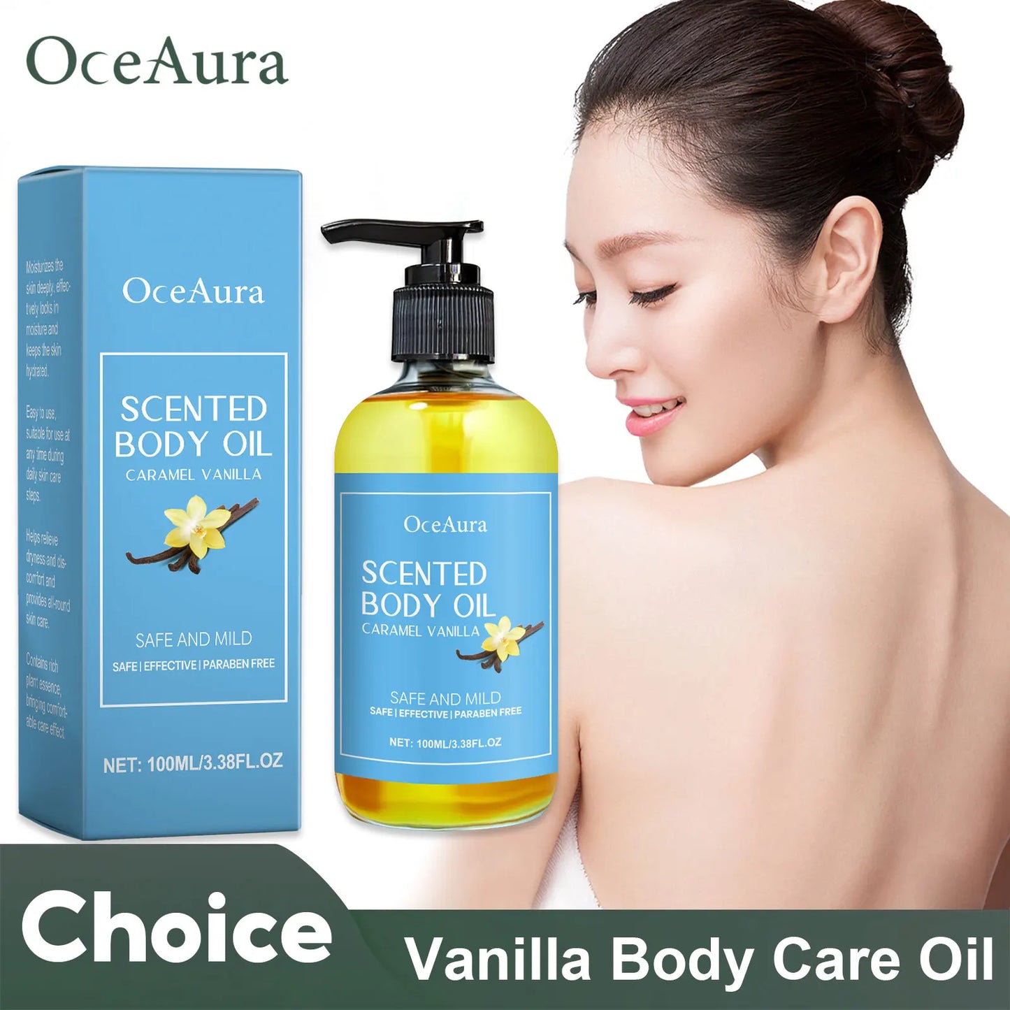 100ml Vanilla Body Massage Oil For Relaxing Moisturizing Skin Soothing Relieve Stress Lasting Scent Body Fragrance Essential Oil