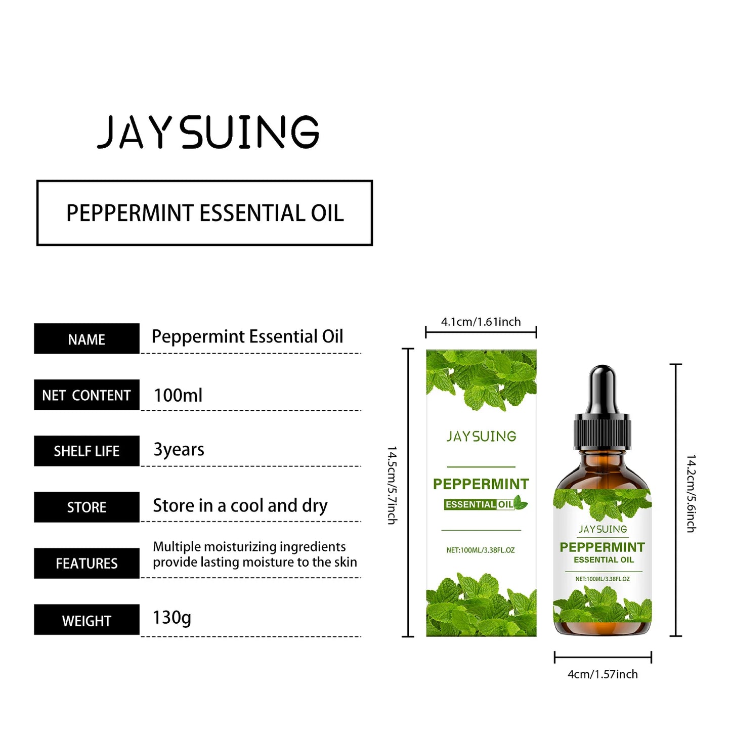 Pure Peppermint Essential Oil Facial Skin Care Body Massage Firming Hydrating Moisturizing Refreshing Aromatherapy Diffuser Oil