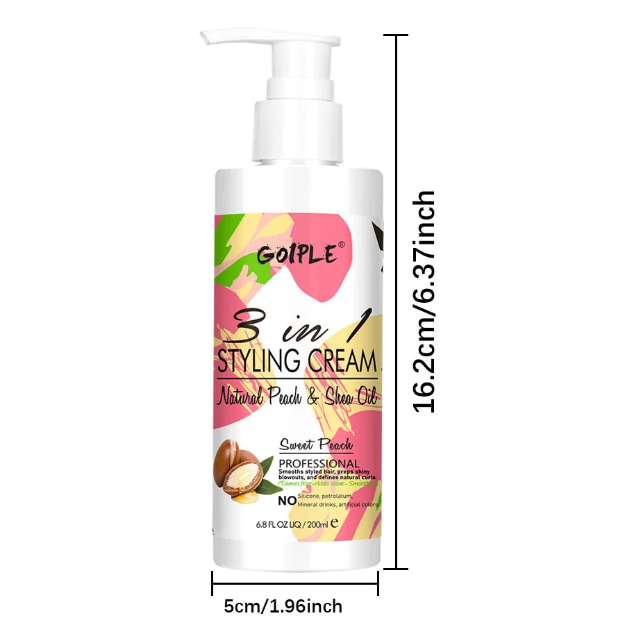 3 In 1 Leave-In Conditioner Curl Elasticity Styling Cream Tames Frizz Shine Smooth Hairs Enhance Define Cream for All Hair Types