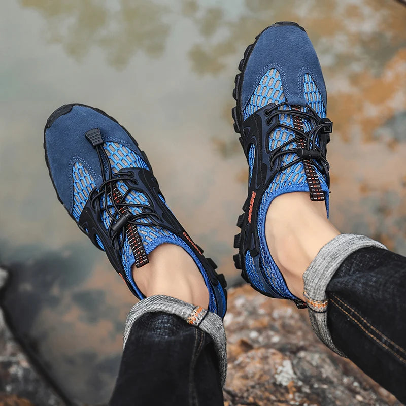 2024 Summer Spring Big Size Men Shoes Casual Mesh Artificial Leather Patchwork Breathable Outdoor Male Sneakers Walking Footwear