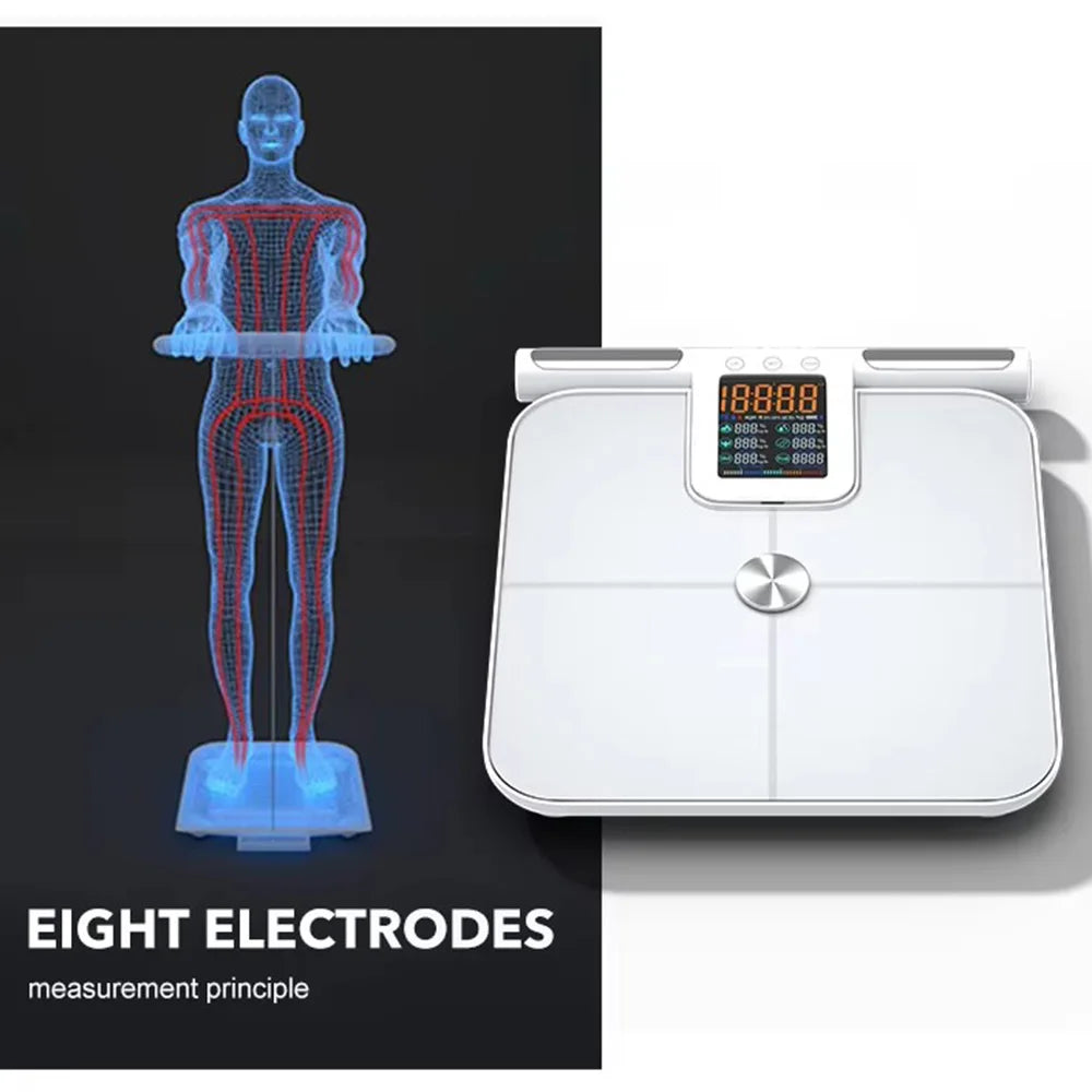 Weight Scale for Body Fat with Handle, 24 Precise Body Biological Analyzer, Digital Bathroom Weighing Bluetooth Scale