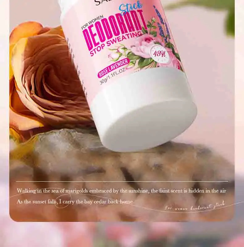 SADOER Women Anti Sweat Deodorant Roller Sweaty Body Armpits Underarm Neck Reduces Odor Refreshing Stop Sweating Cream