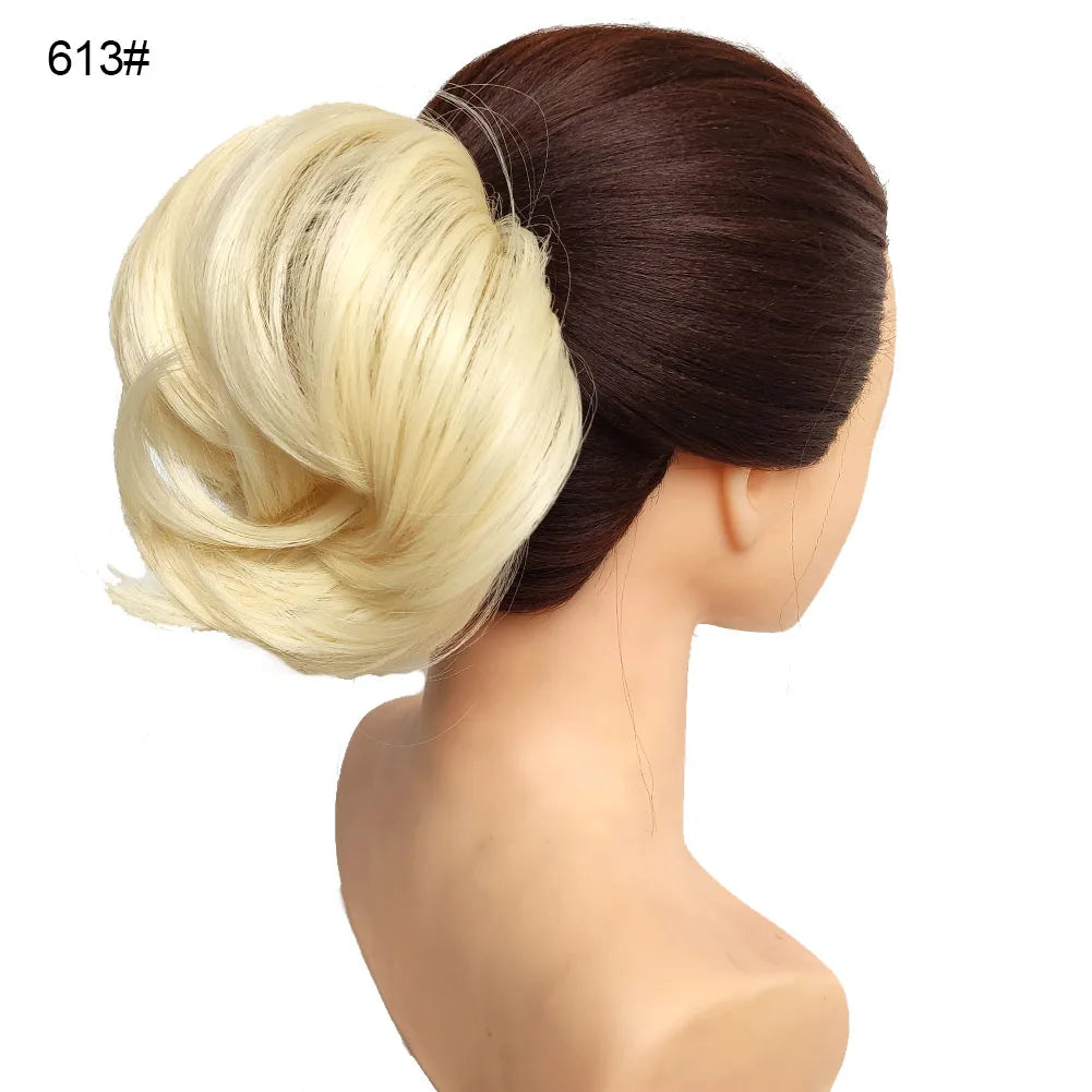 Jeedou Messy Bun Chignon Donut Hair Pad Elastic Hair Rope Rubber Band Synthetic Hairpiece Hair Accessories for Women