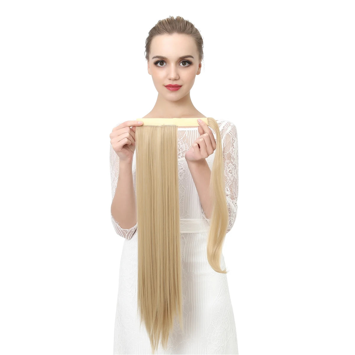 Synthetic Clip in Ponytail Hair Extension Wig Straight Kinky Curly Long Wrap Around Fake Pony Tail Blonde False Afro Hairpiece