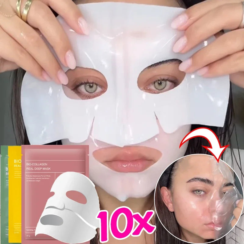 Collagen Face Mask Moisturizing Brightening Deep Hydration Overnight Mask Nourishing Refreshing Face Skin Care Bio Collagen Mask