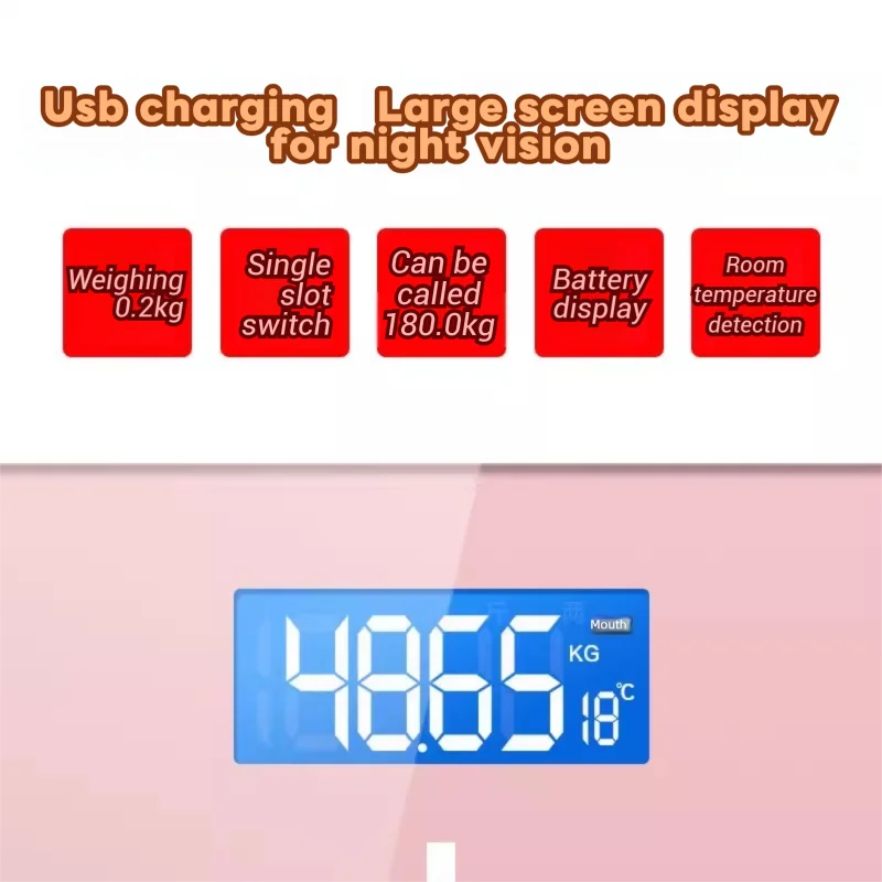 Weight Loss Weighing Device LED Display Smart Body Weight Scale USB Charging Precision Electronic Scale for Home Office Adult