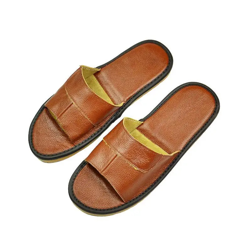 2022 New Leather Slippers Men Home Furnishing Indoor Floor Classic Footwear Casual Slides Leather Sandalias Zapatos Hombre