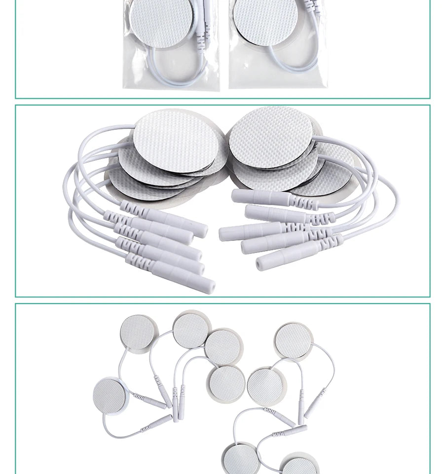 10Pcs 2mm Plug Non-woven Fabric Reusable Self Adhesive Electrode Pads Conductive Gel Pad Body Digital Massager