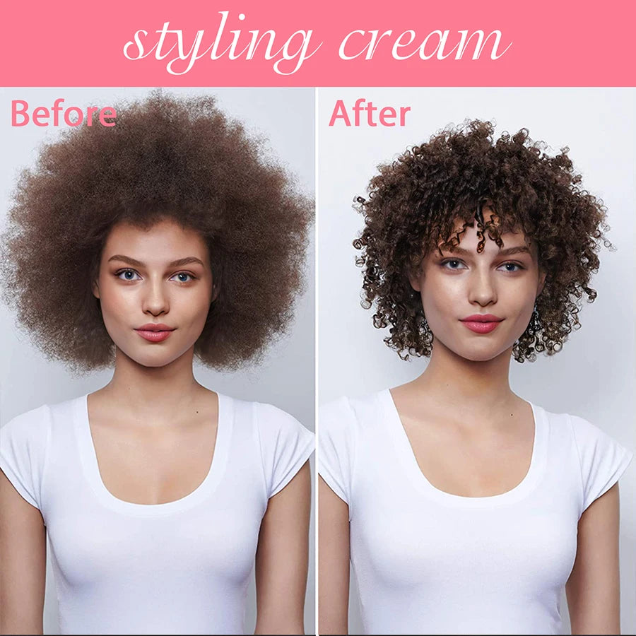 3 In 1 Leave-In Conditioner Curl Elasticity Styling Cream Tames Frizz Shine Smooth Hairs Enhance Define Cream for All Hair Types