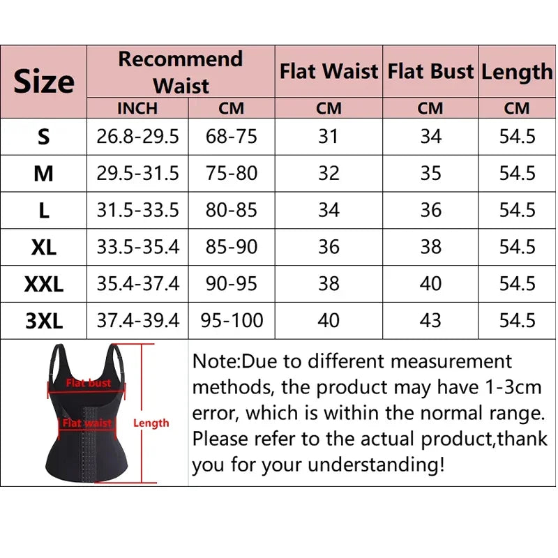 Women Waist Trainer Vest Slimming Corset Weight Loss Body Shaper Sauna Suit Compression Shirt Belly Girdle Tops Shapewear Strap