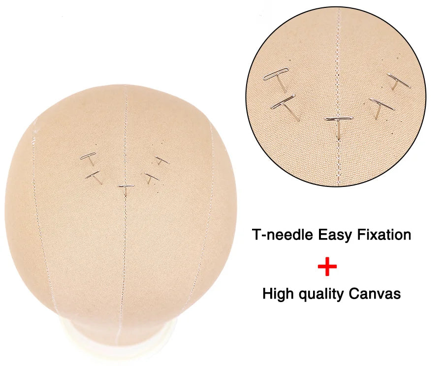 Alileader Training Mannequin Head Canvas Block Head Display Styling Mannequin Manikin Head Wig Stand Free Get T Needle Holder