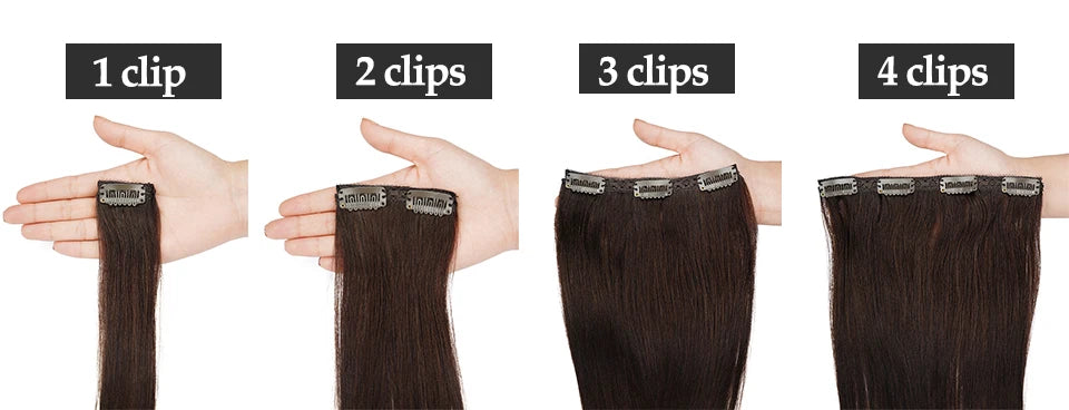Doreen Full Head Brazilian Machine Remy Clip in Hair Extensions Human Hair 100% Real Natural Hairpiece Clips On 120G 14 To 22