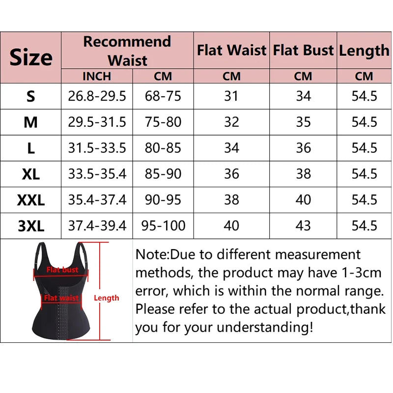 Women Waist Trainer Vest Slimming Corset Weight Loss Body Shaper Sauna Suit Compression Shirt Belly Girdle Tops Shapewear Strap