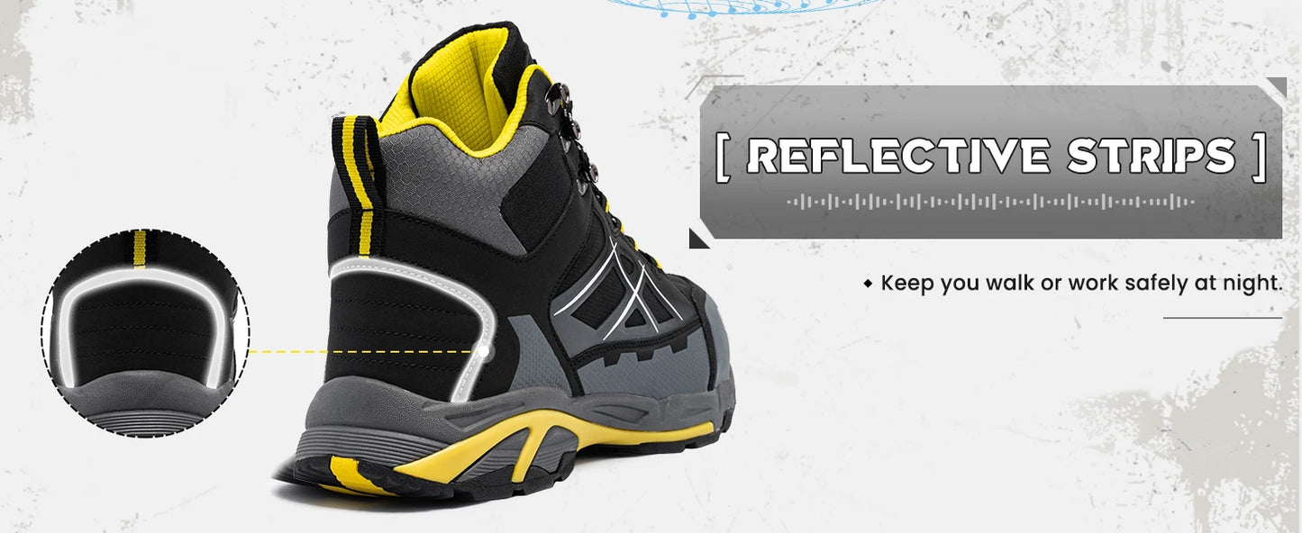 Larnmern Mens Safety Work Boots Steel Toe Shoes Anti-puncture Anti-static Non Slip Protective Boots
