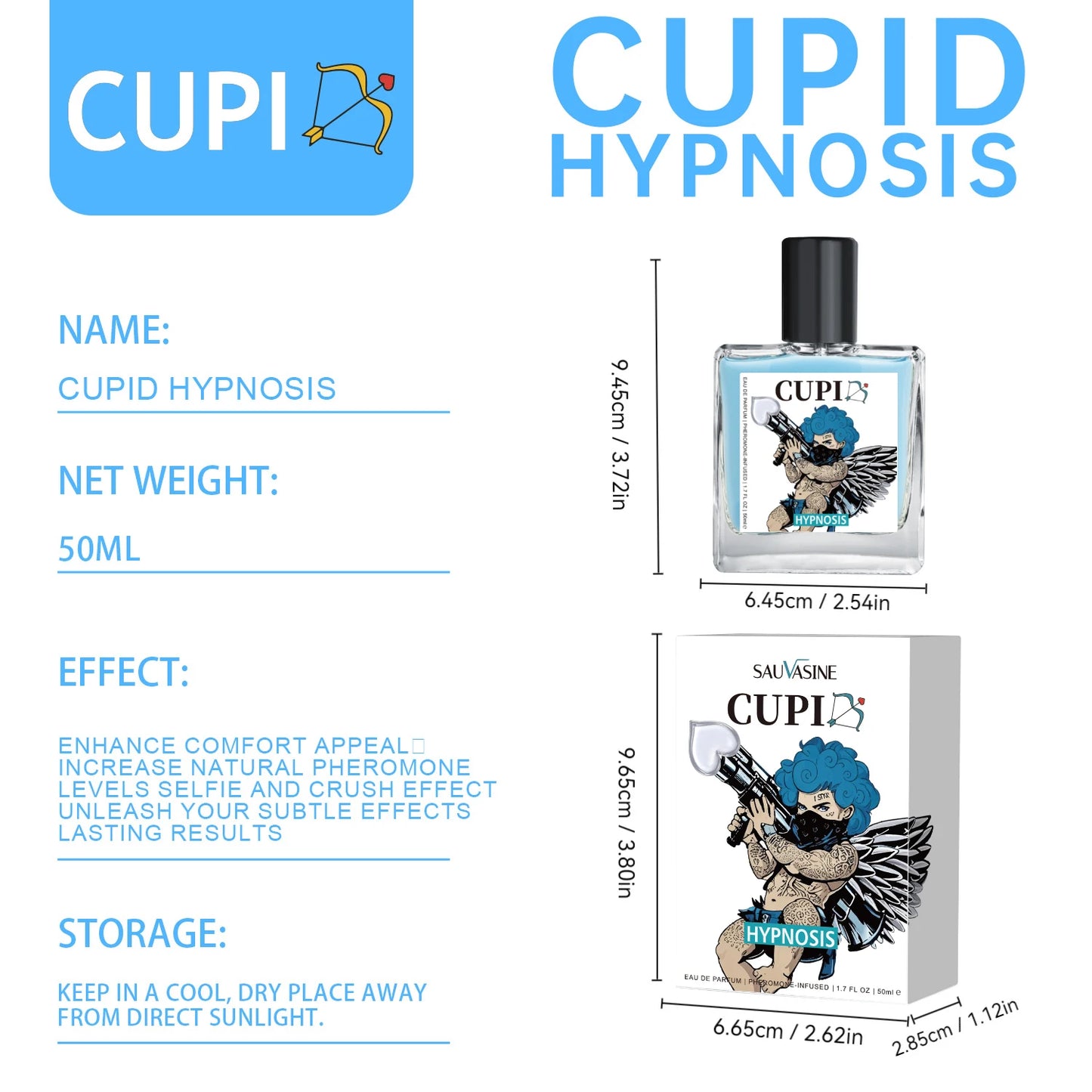 50ml Cupid Hypnosis Perfume Pheromone Cologne for Men Long Lasting Enhances Intimacy High Quality Hombre Perfume Attract Women
