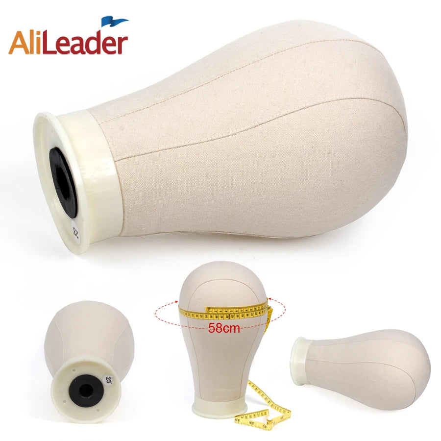 Alileader Training Mannequin Head Canvas Block Head Display Styling Mannequin Manikin Head Wig Stand Free Get T Needle Holder
