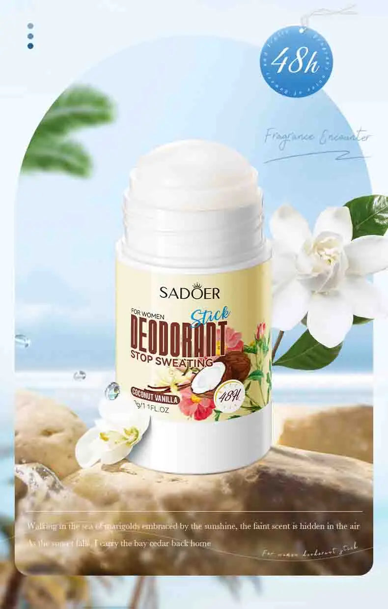 SADOER Women Anti Sweat Deodorant Roller Sweaty Body Armpits Underarm Neck Reduces Odor Refreshing Stop Sweating Cream
