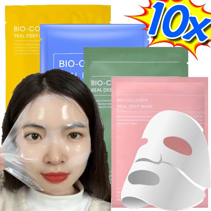 Collagen Face Mask Moisturizing Brightening Deep Hydration Overnight Mask Nourishing Refreshing Face Skin Care Bio Collagen Mask