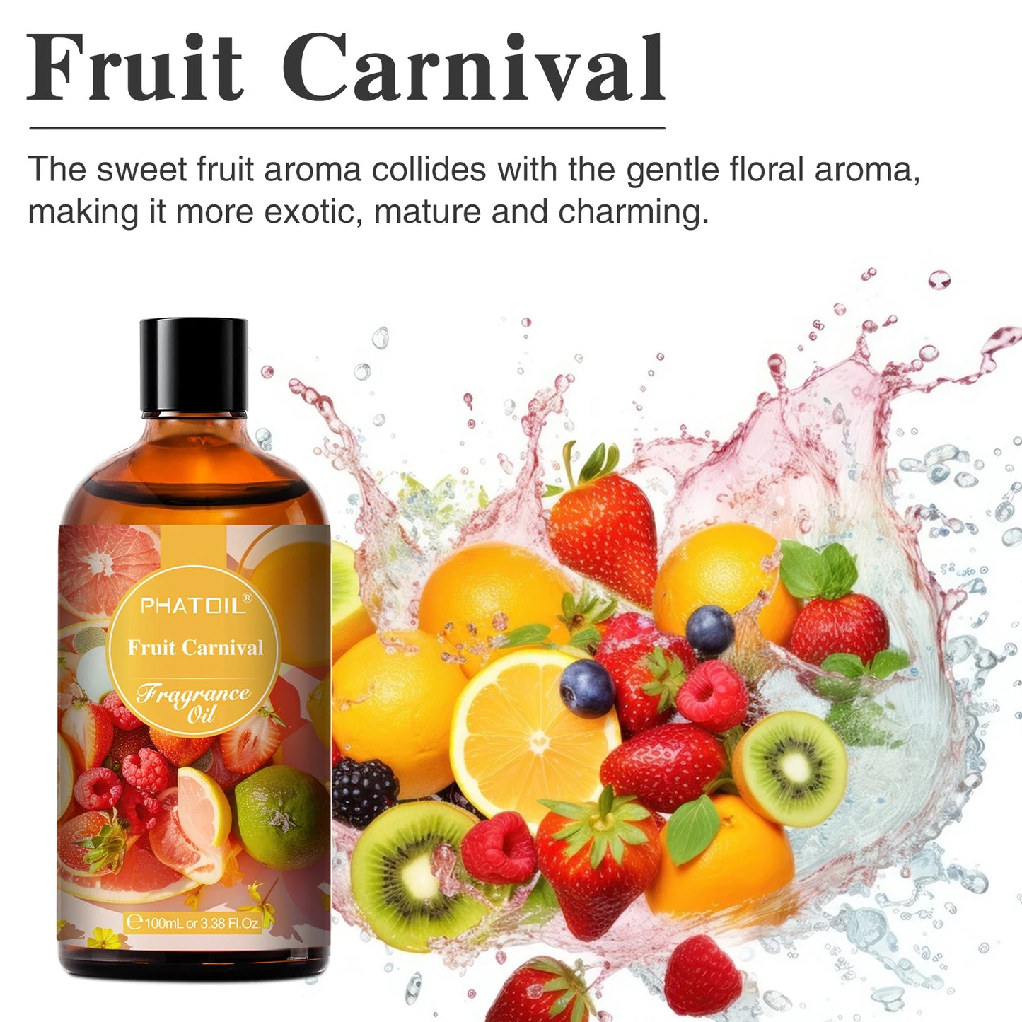 PHATOIL 100ml Fragrance Oil with Glass Dropper Fruit Carnival Almond Vanilla Warm Santal L'aube Rosa Aroma Perfume Oils For DIY