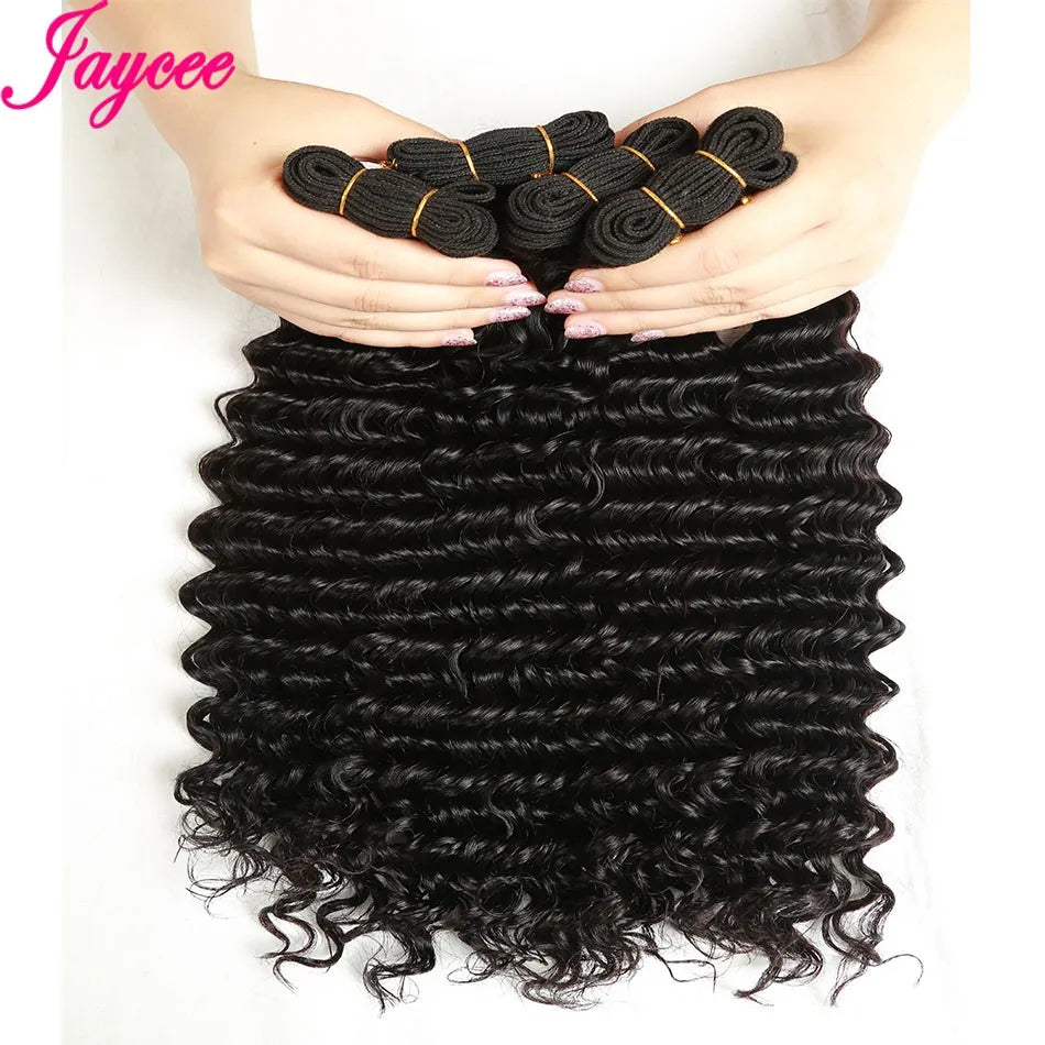 Deep Wave 4 Bundles Deal 12A Brazilian Virgin Human Hair 100% Unprocessed Water Wave Curly Human Hair Extensions Loose Deep Wave