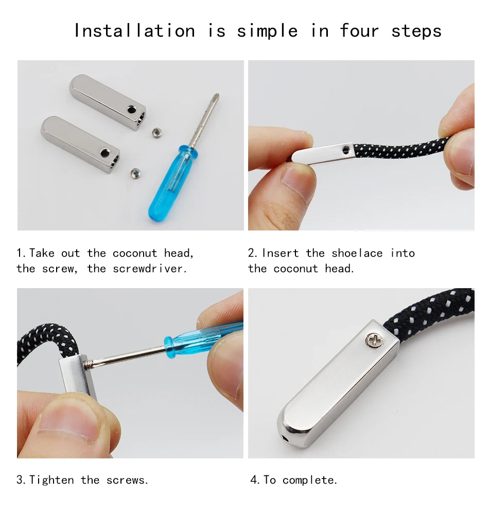 DIY Metal Aglets 4Pcs/Set Sneaker Shoestring Caps Tips for Laces Replacement Mirror Gold Silver Luxury Tape Ends Terminals